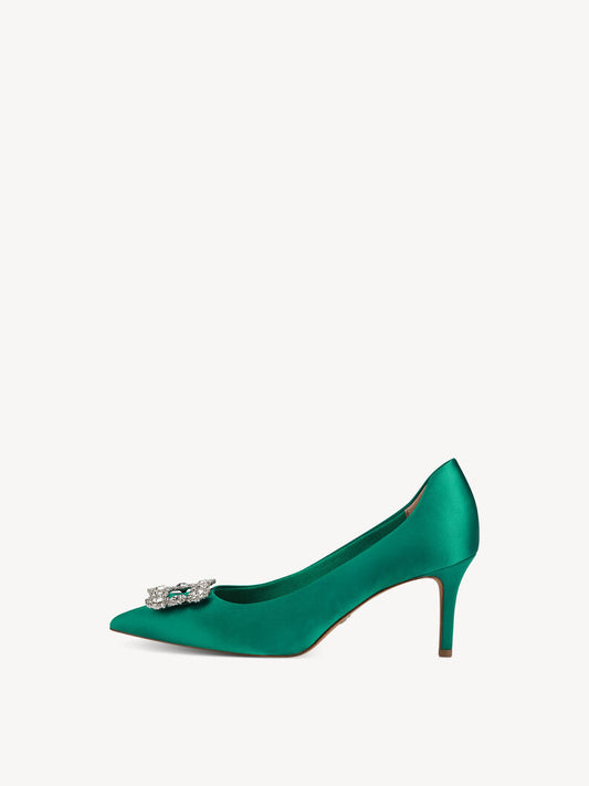 Tamaris Women's 1-22430-20 726 Heel Pumps Shoes Green Satin