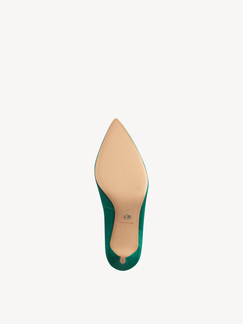 Tamaris Women's 1-22430-20 726 Heel Pumps Shoes Green Satin