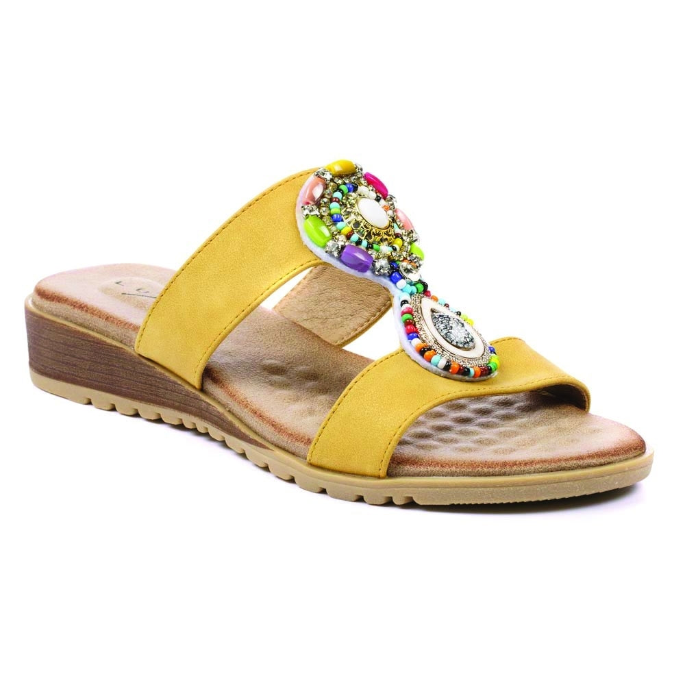 Lunar Women's JLH324 Elsa Mule Sandals Yellow
