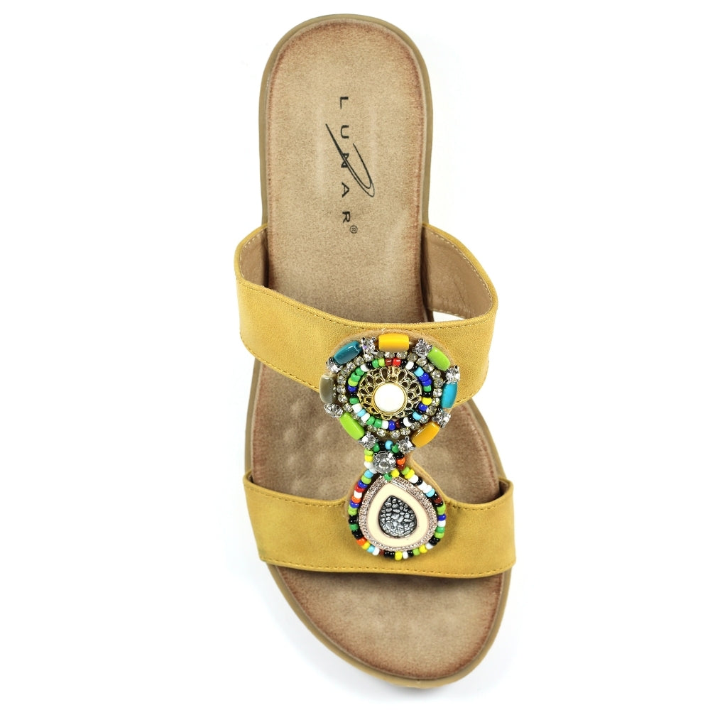Lunar Women's JLH324 Elsa Mule Sandals Yellow