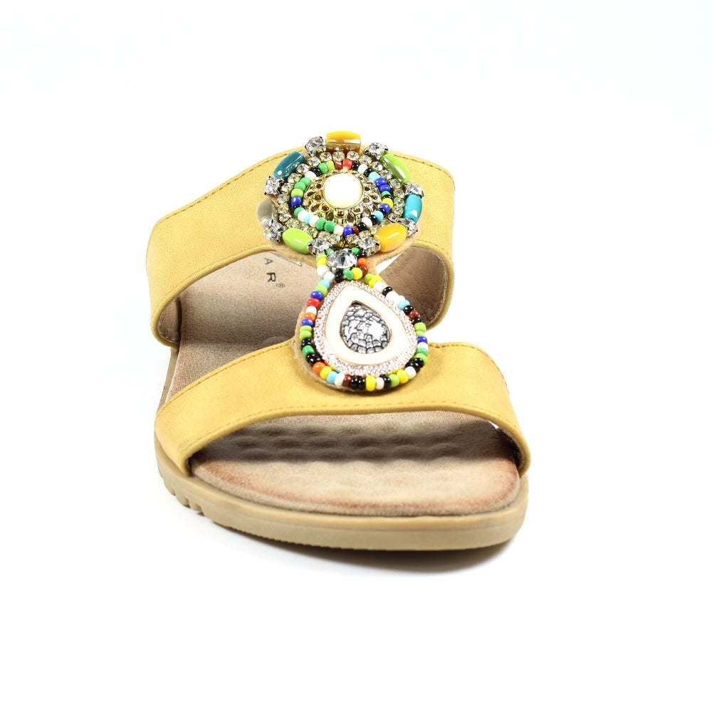 Lunar Women's JLH324 Elsa Mule Sandals Yellow