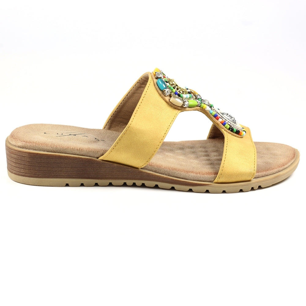 Lunar Women's JLH324 Elsa Mule Sandals Yellow