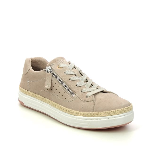 Jana Women's 23650-28 405 Leather Zip Sneakers Dune Beige