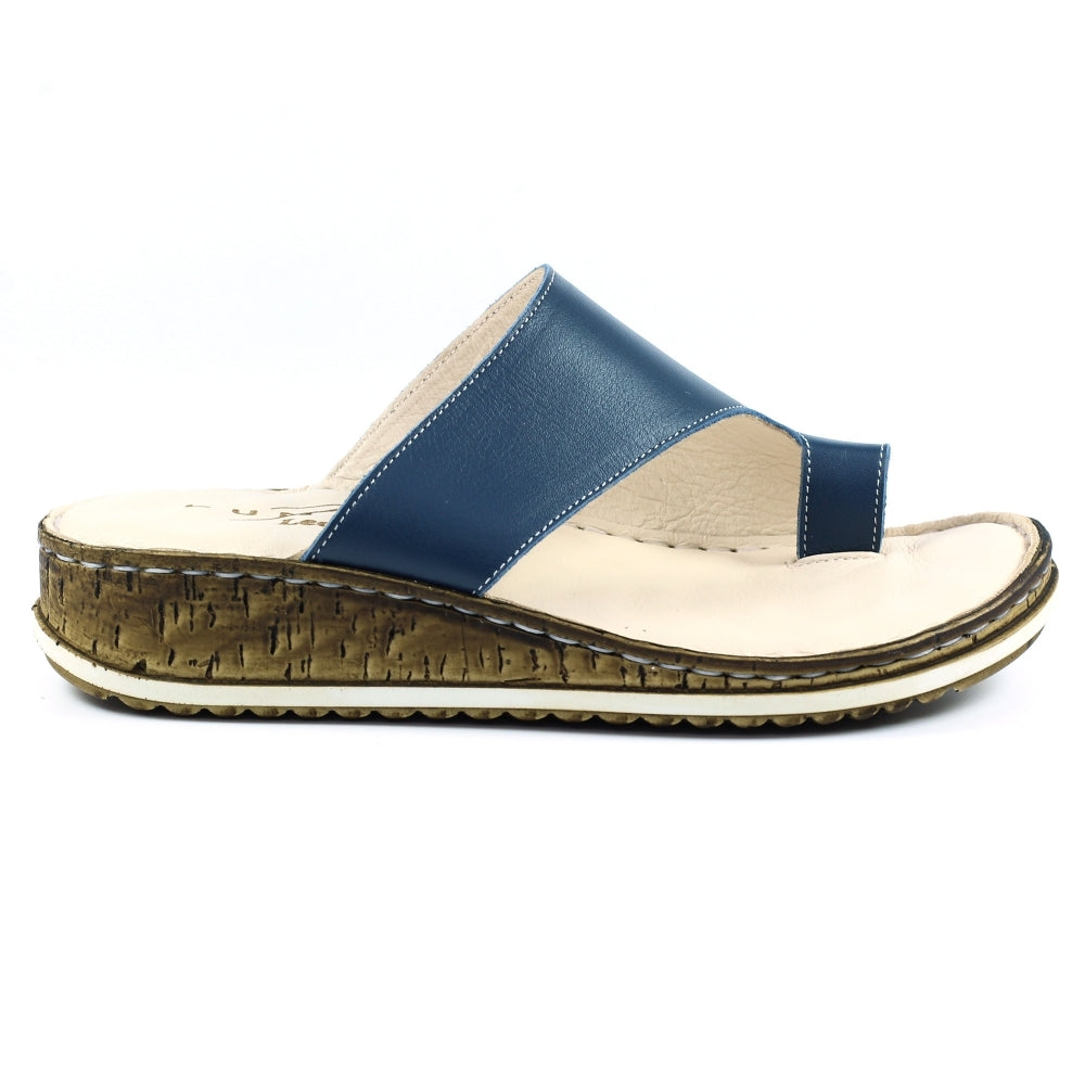 Lunar Women's JLD050 Shore Leather Sandals Navy Blue