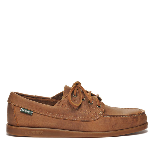 Sebago Men's 71112BW Askook Crazy Horse Waxed Leather Moccasin Shoes Tan Brown