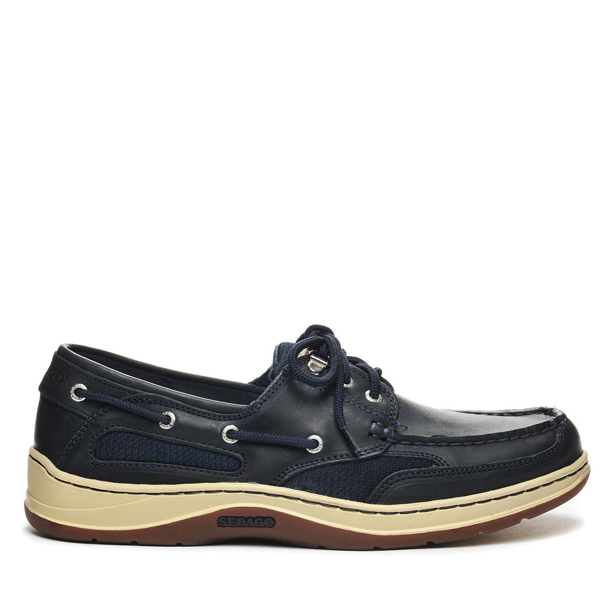 Sebago Men's 7000GEO Clovehitch II Waxed Leather Boat Shoes Navy Blue