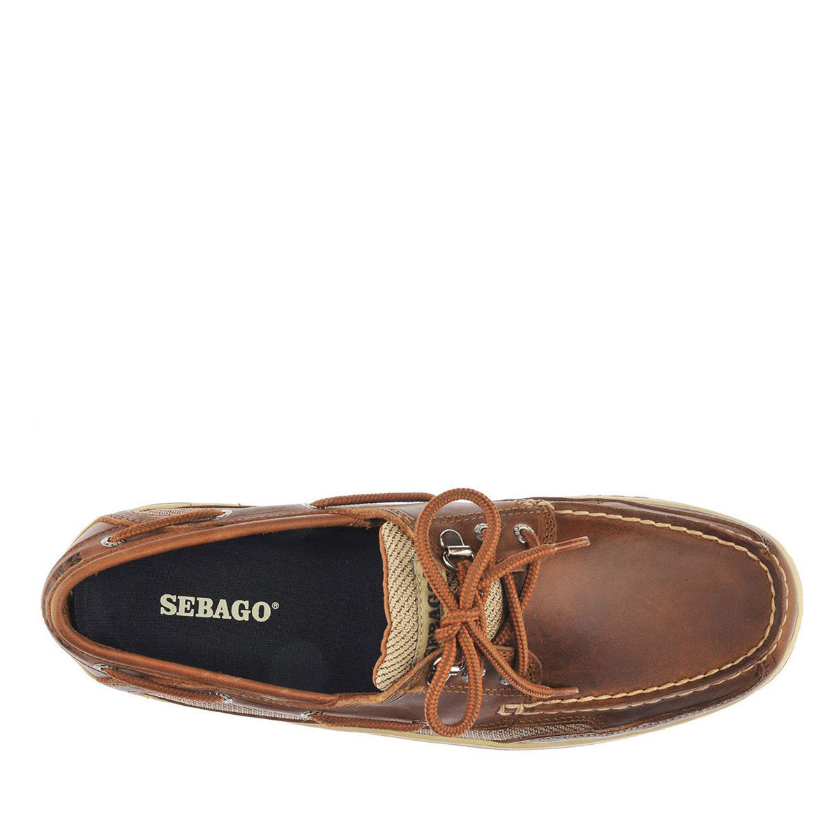 Sebago Men's 7000GEO Clovehitch II Waxed Leather Boat Shoes Brown Cinnamon