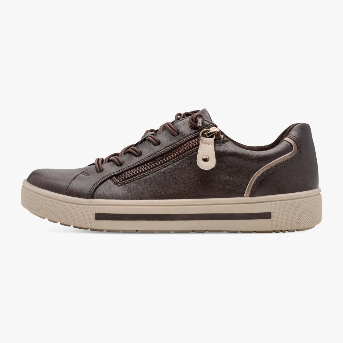 Jana Women's 8-23660-42 Zip Structure Sneakers - Mocca