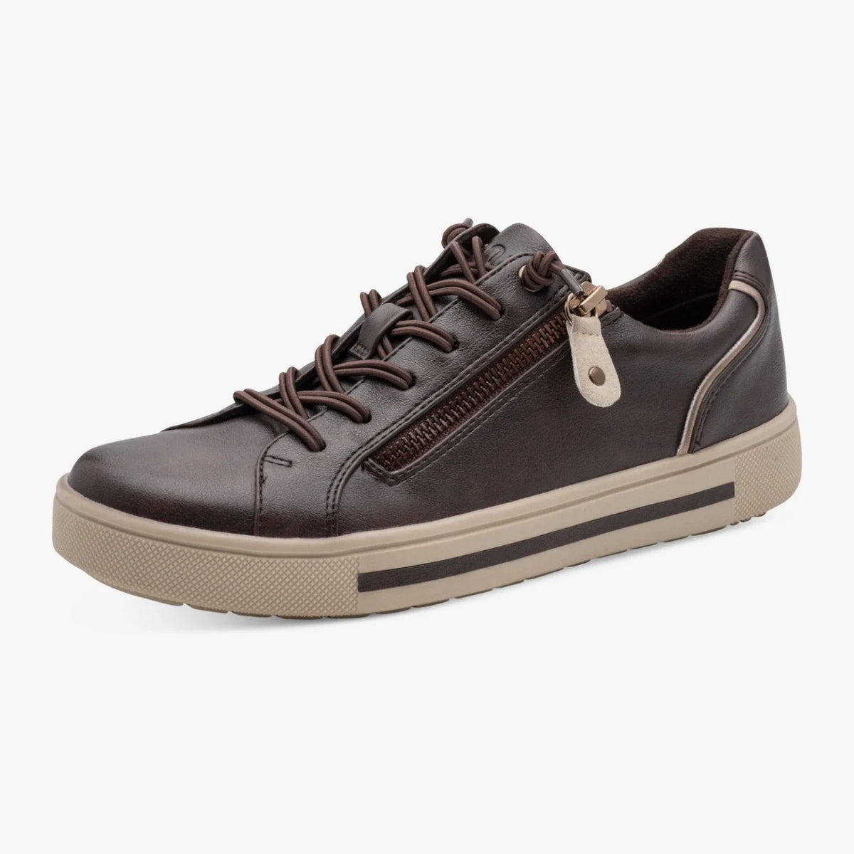 Jana Women's 8-23660-42 Zip Structure Sneakers - Mocca