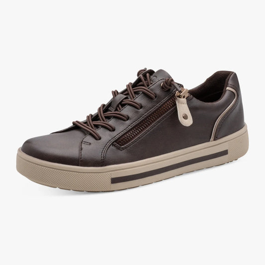 Jana Women's 8-23660-42 Zip Structure Sneakers - Mocca
