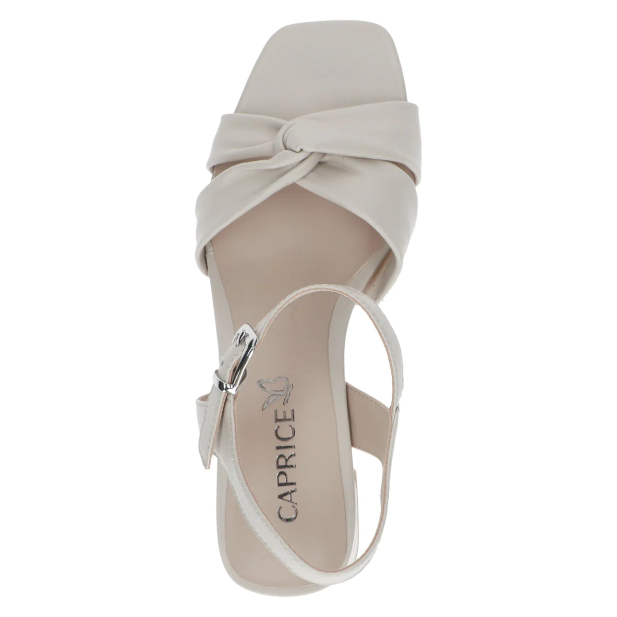 Caprice Women's 9-28316-42 Leather Block Heel Sandals Off White Soft
