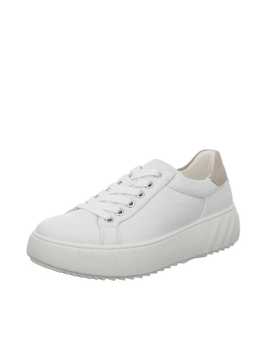 Ara Women's 1246523-04 Leather Monaco Lace-Up Sneakers White/Shell