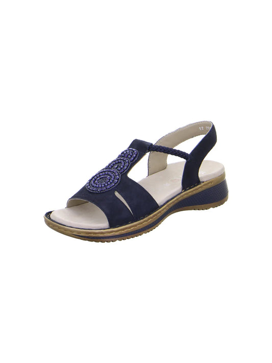 Ara Women's Hawaii 12-29008 Suede Wedge Heel Sandals Blue