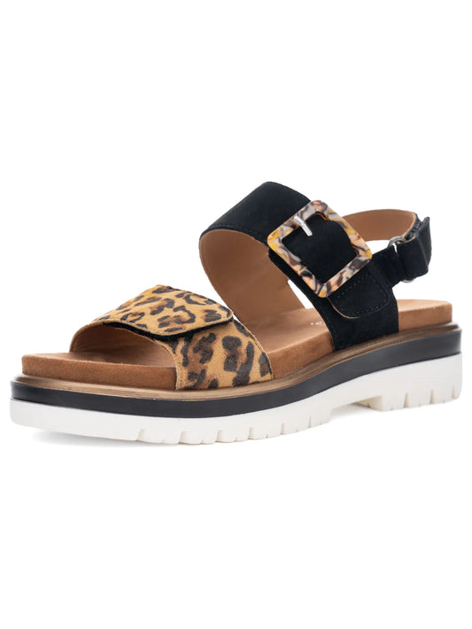 Ara Women's 1221003 Malaga Suede Leather Sandals Nature Black