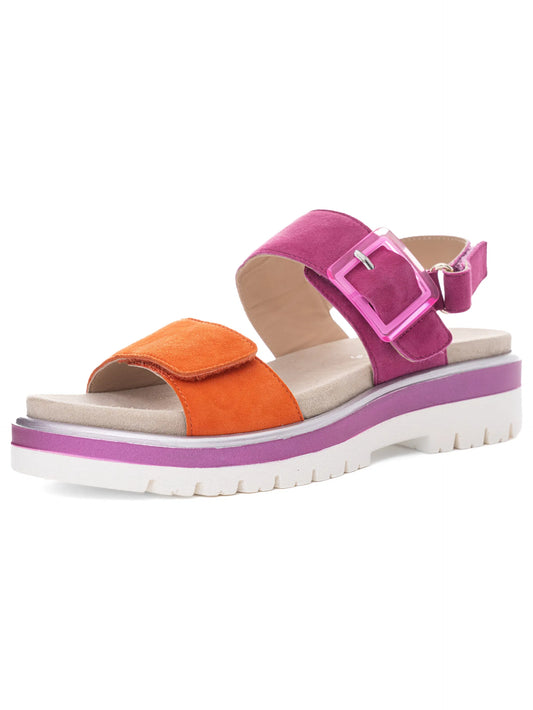 Ara Women's 1221003 Malaga Suede Leather Sandals Poppy Pink