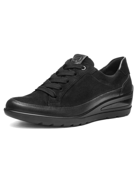 Ara Women's 1250601-01 Zurich Lace-Up Suede Leather Sneakers Black