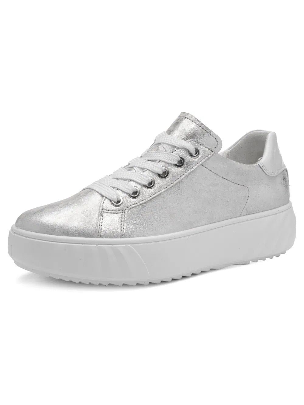 Ara Women's 1246523-79 Leather Monaco Lace-Up Sneakers Silver