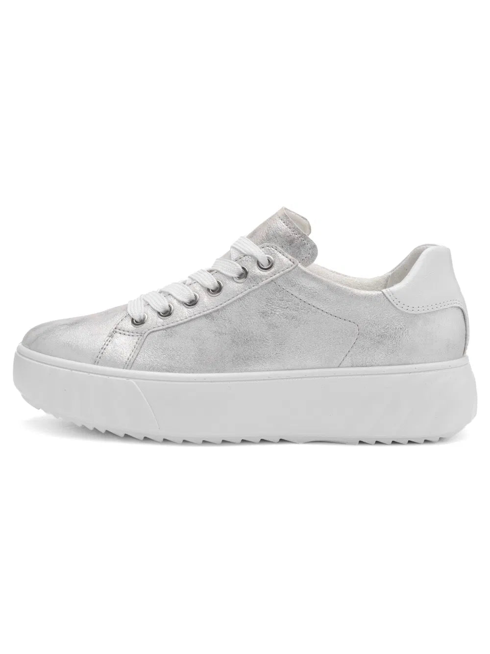 Ara Women's 1246523-79 Leather Monaco Lace-Up Sneakers Silver