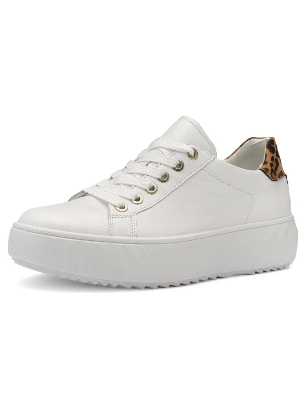 Ara Women's 1246523-54 Leather Monaco Lace-Up Sneakers White / Leopard