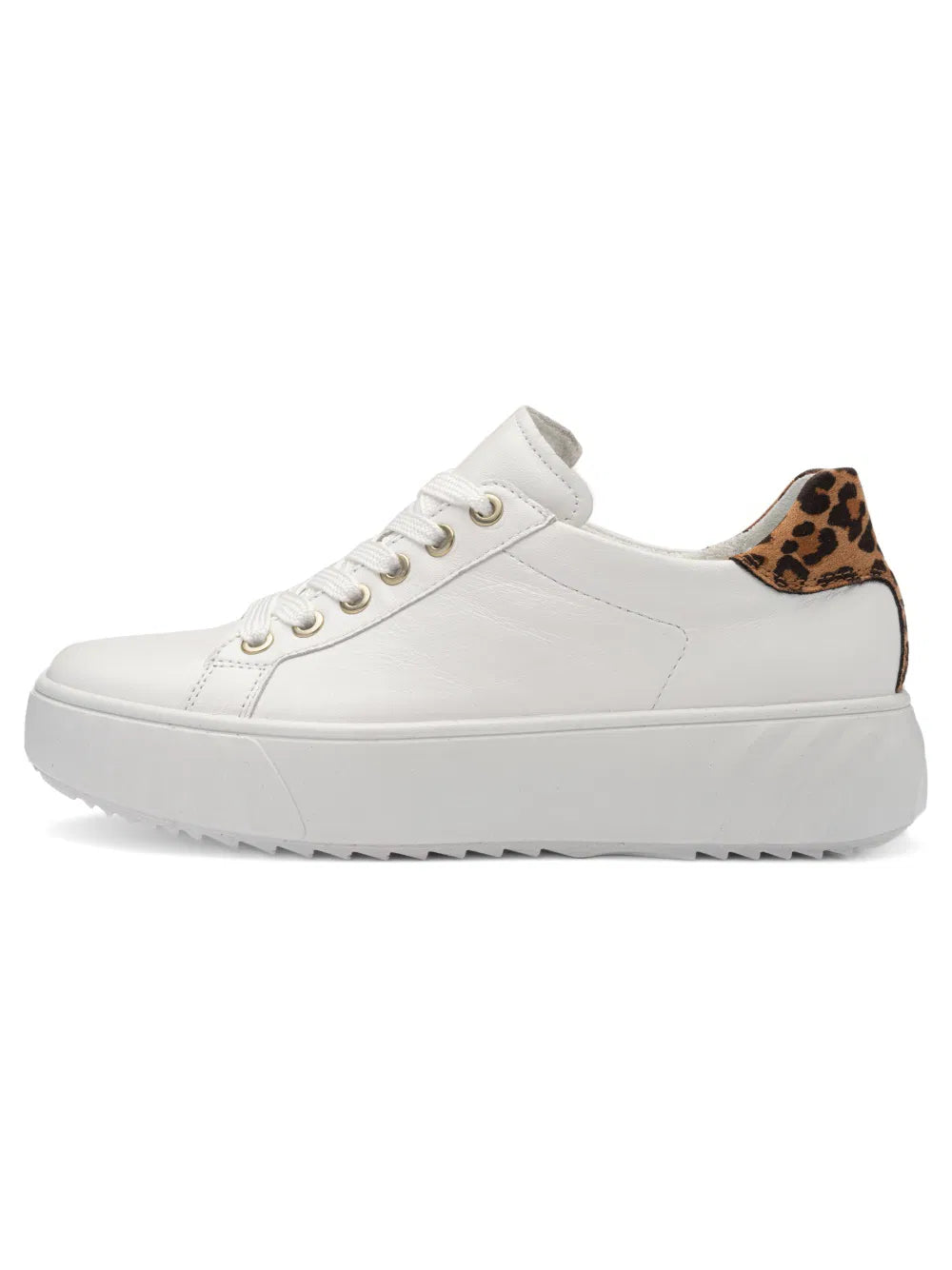 Ara Women's 1246523-54 Leather Monaco Lace-Up Sneakers White / Leopard