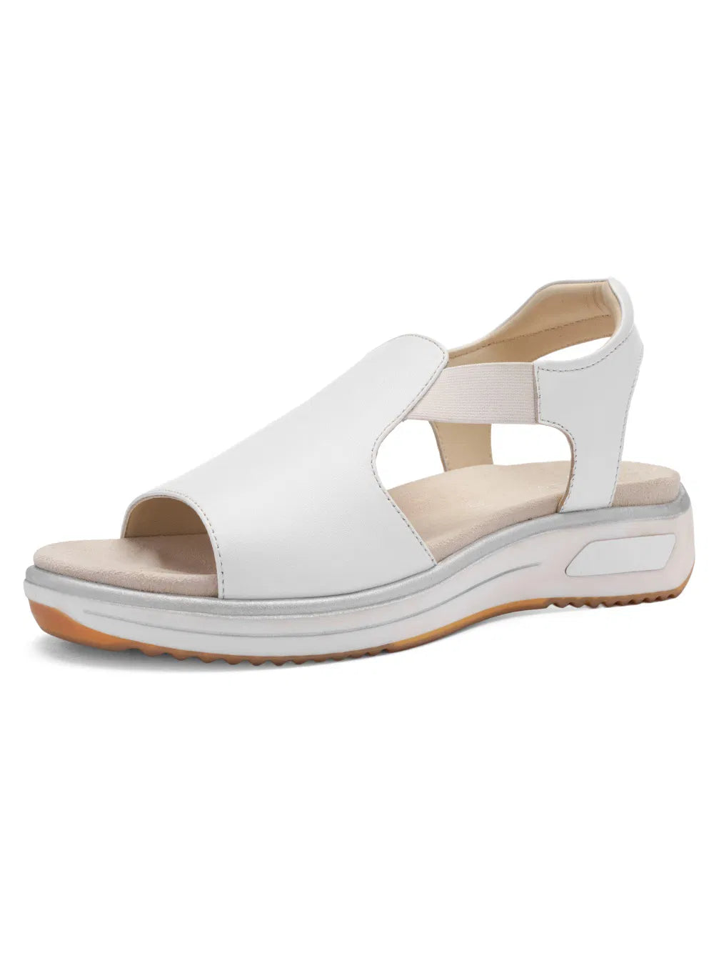 Ara Women's 1226704-04 Limone Suede Leather Sandals Shell White
