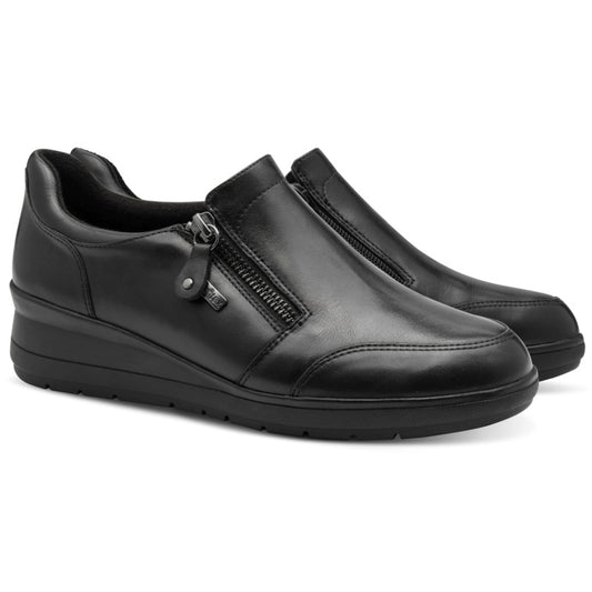 Jana Women's 8-24701-45 Softline Zip Leather Shoes Black