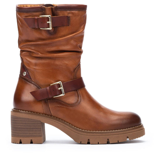 Pikolinos Women's Soria WOB-8534C1 Leather Biker Boots Brandy Brown