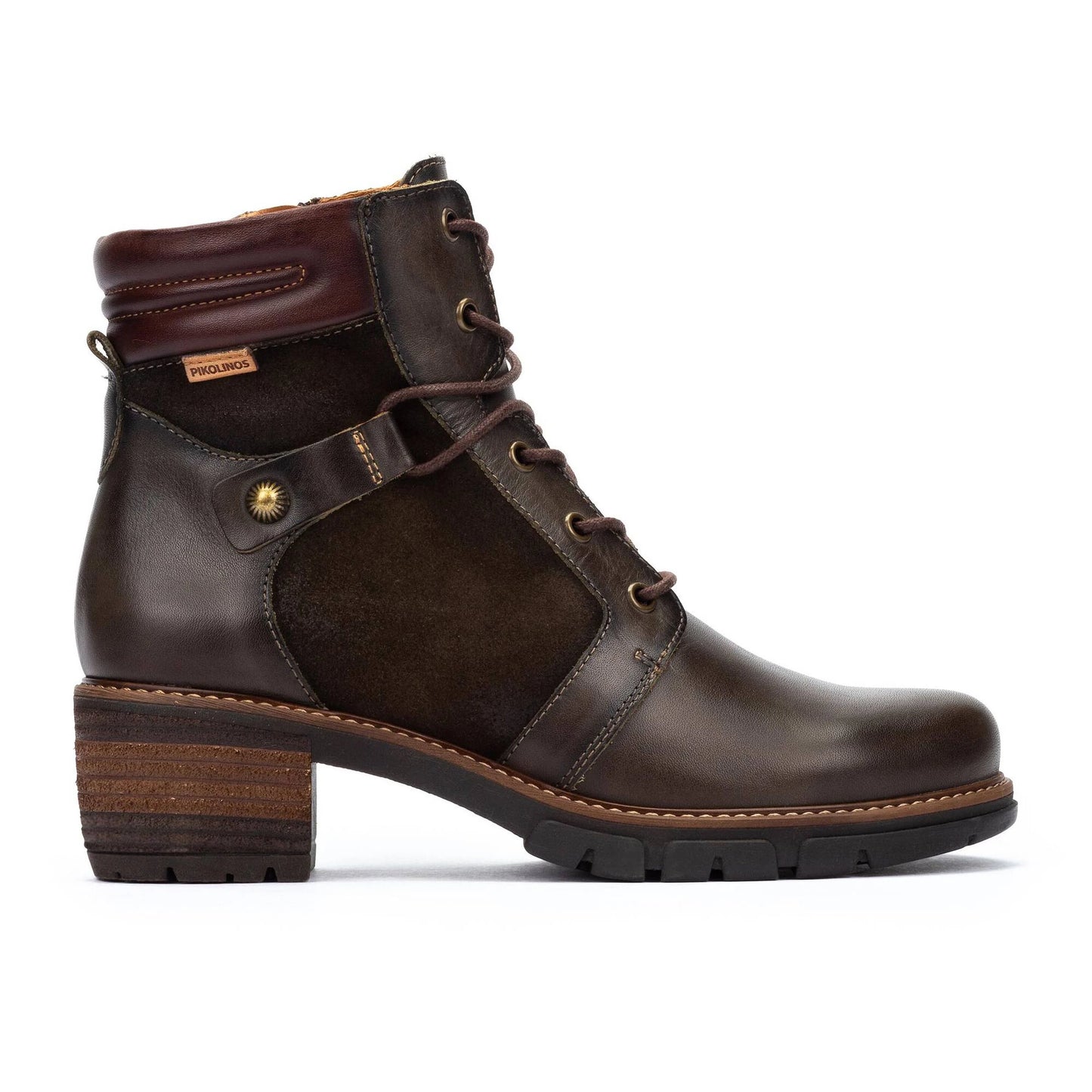 Pikolinos Women's San Sebastia W1T-8979C1 Leather Heeled Ankle Boots Forest Brown