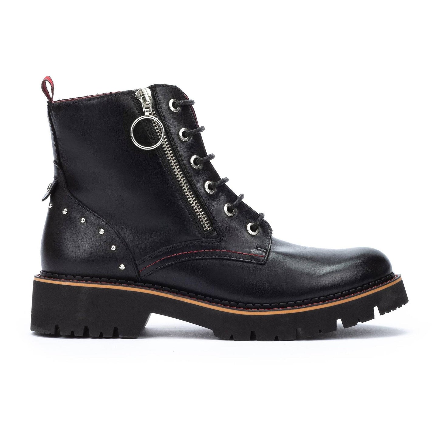 Pikolinos Women's Vicar W6S-8619 Leather Lace-up Biker Ankle Boots Black