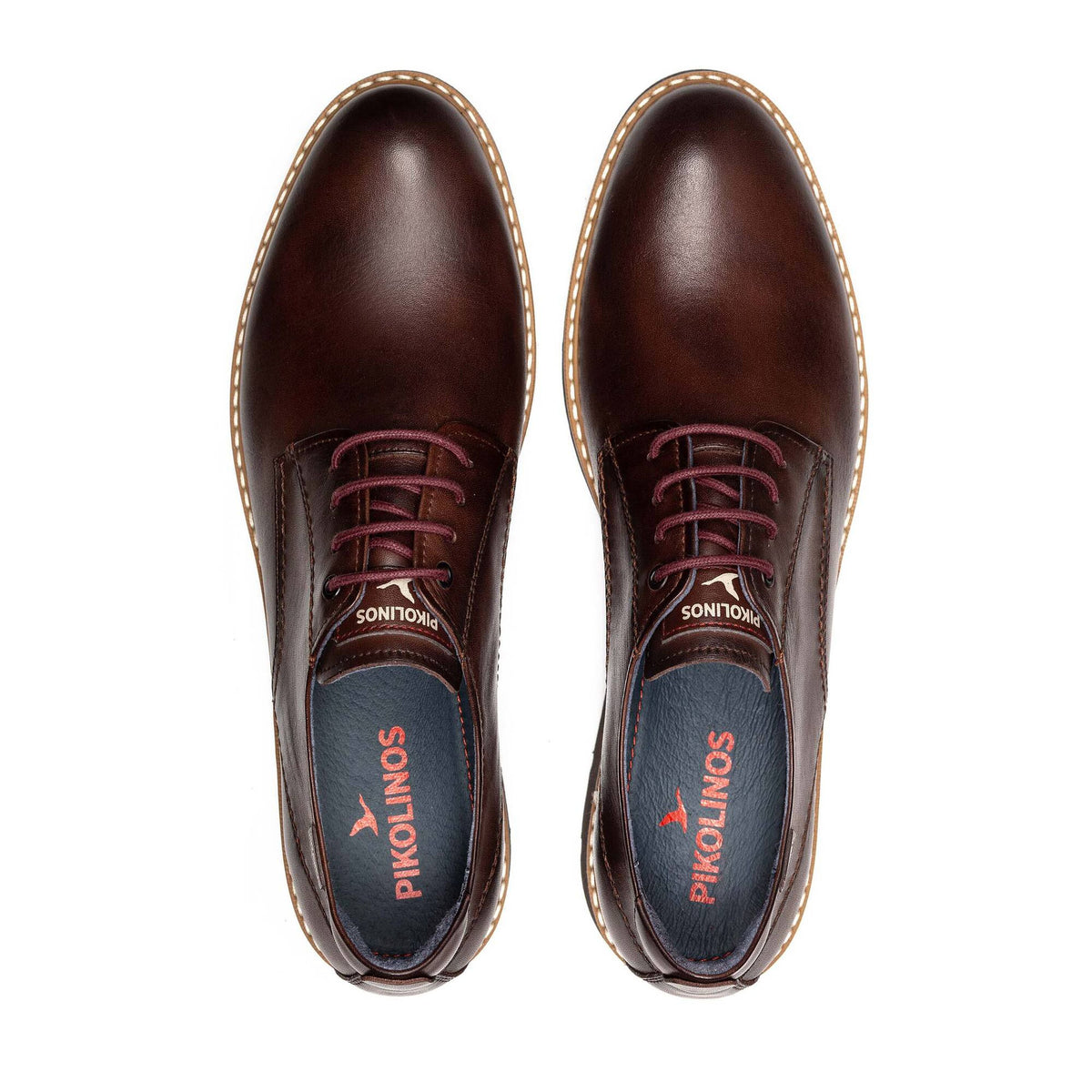 Pikolinos Men's Alarcon M7D-4289 Leather Lace-Up Shoes Olmo Brown
