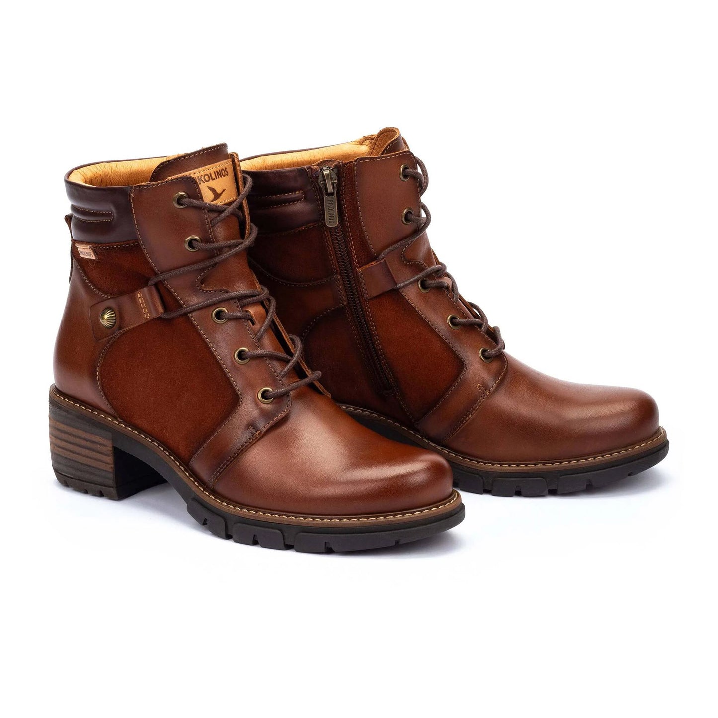 Pikolinos Women's San Sebastia W1T-8979C1 Leather Heeled Ankle Boots Caoba Brown