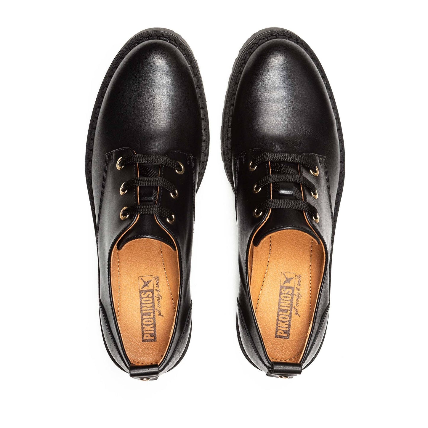 Pikolinos Women's Aviles W6P-4632 Leather Platform Derby Shoes Black