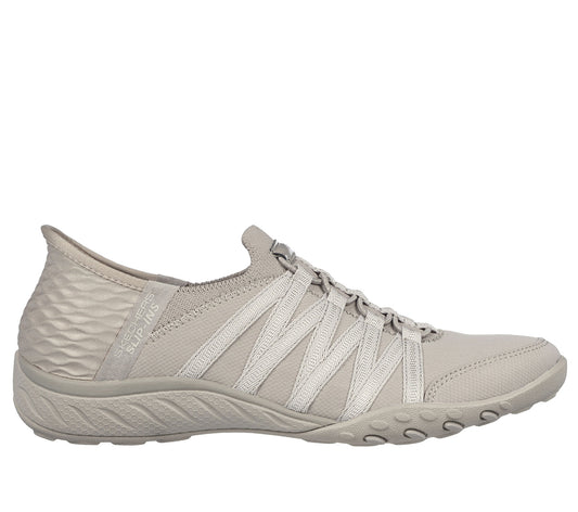 Skechers Women's 100593/TPE Slip-ins Relaxed Fit: Breathe-Easy - Roll-With-Me Trainers Taupe