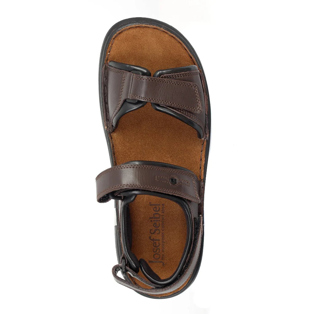 Josef Seibel Men's Rafe Leather Sandals Morro Brown Black