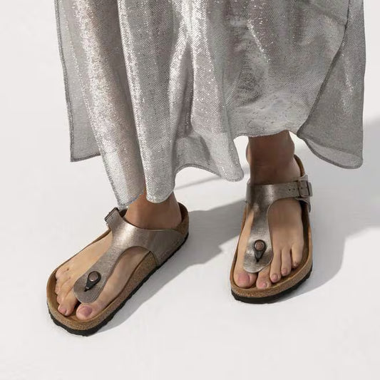 Birkenstock Women's Gizeh Birko-Flor Regular Fit Sandals Graceful Taupe