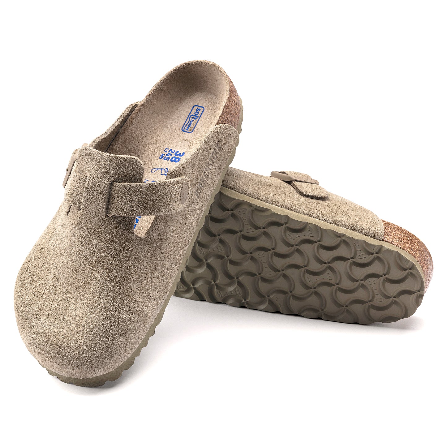 Birkenstock Unisex Boston Casual Clogs Suede Leather Faded Khaki