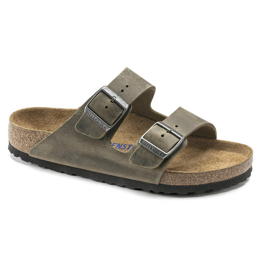 Birkenstock Unisex Arizona Oiled Leather Regular Fit Sandals Faded Khaki