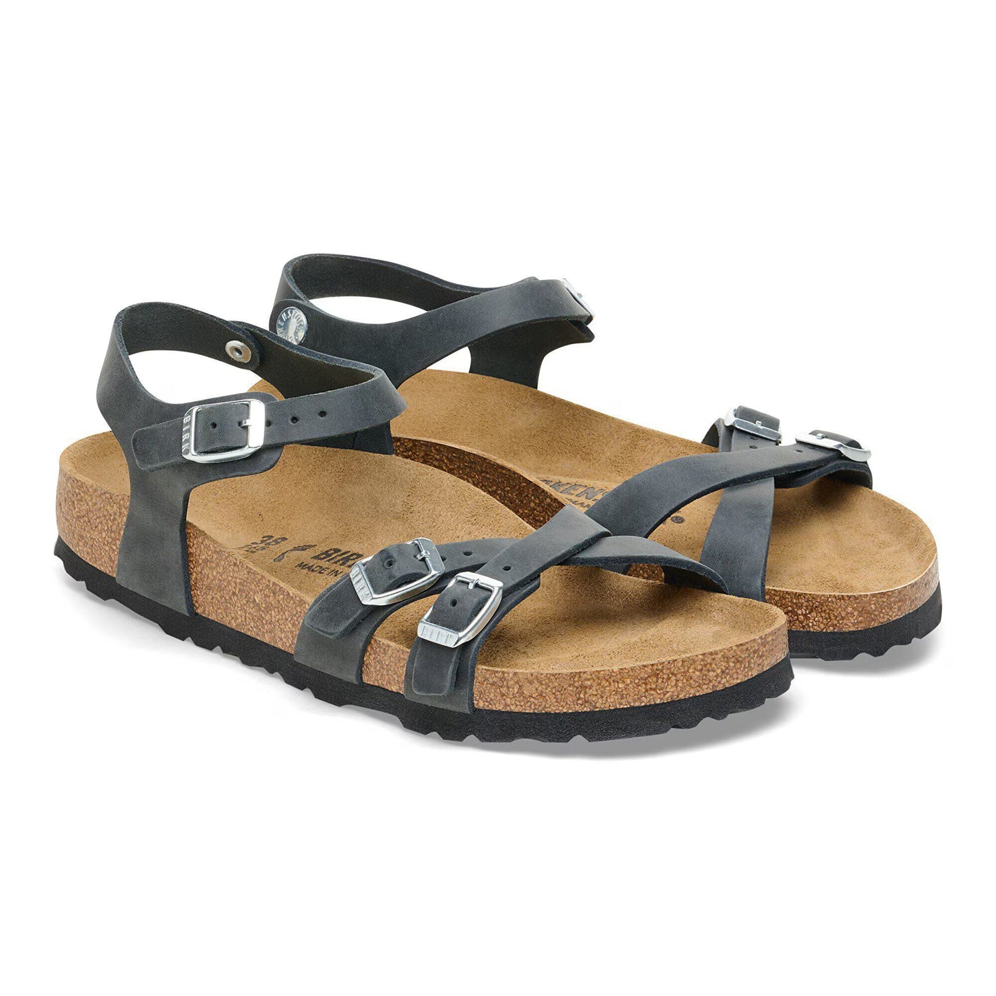 Birkenstock Women's Kumba LEOI Oiled Leather Sandals Black