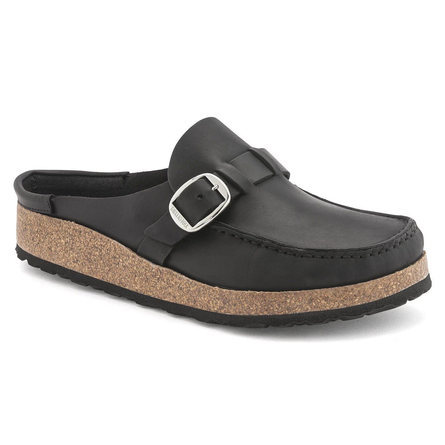 Birkenstock Women's Buckley Oiled Leather Regular Fit Moccasin Clog Black