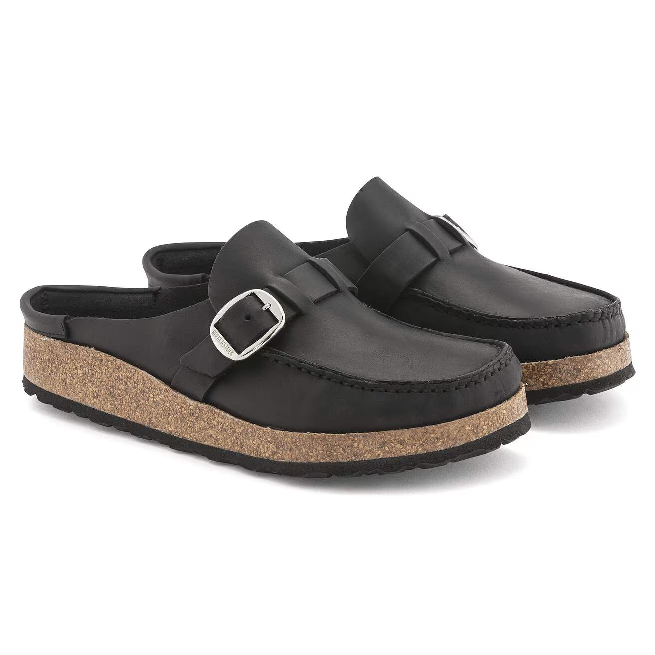 Birkenstock Women's Buckley Oiled Leather Regular Fit Moccasin Clog Black