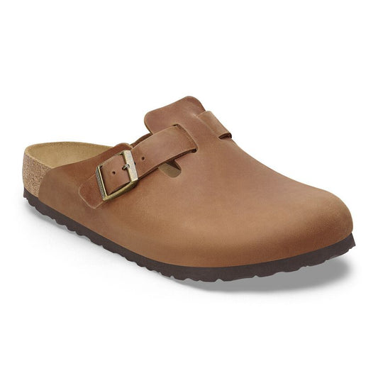 Birkenstock Unisex Boston Casual Clogs Oiled Leather Cognac Brown