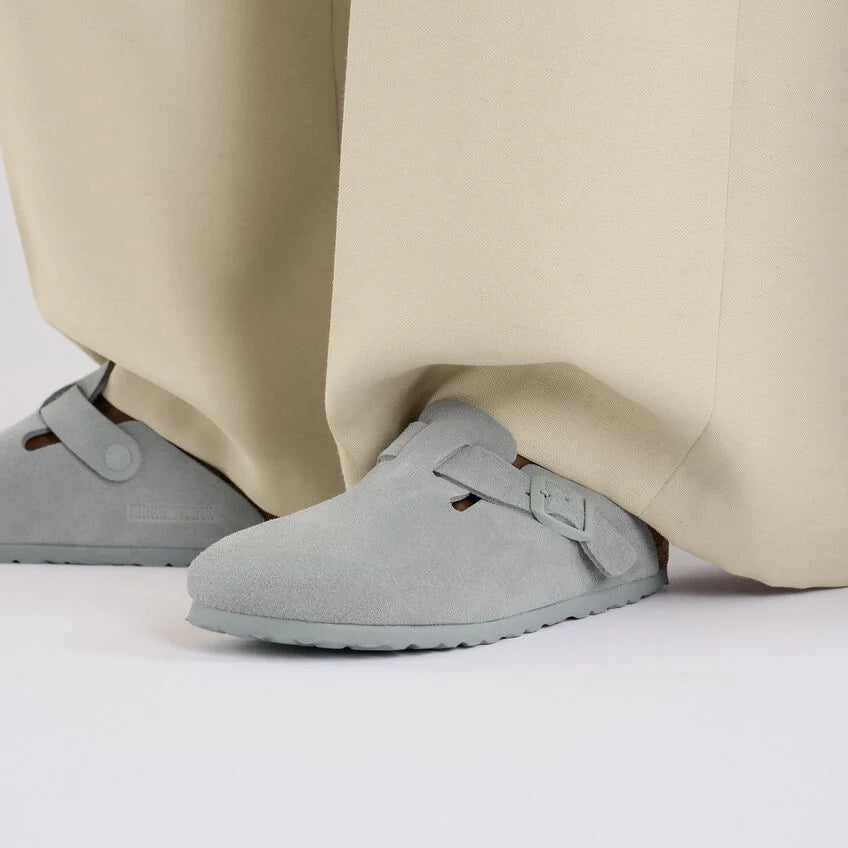 Birkenstock Unisex Boston Suede Leather Clogs Pure Sage