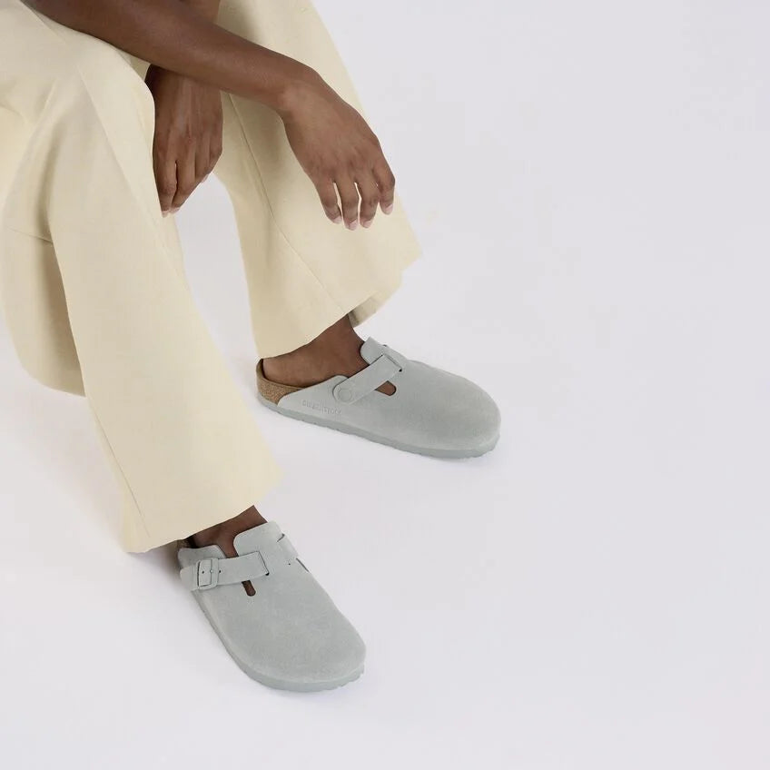 Birkenstock Unisex Boston Suede Leather Clogs Pure Sage