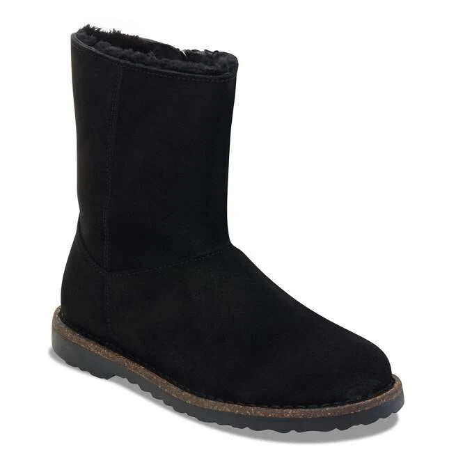 Birkenstock Women's Uppsala Shearling Suede Leather Boots Black