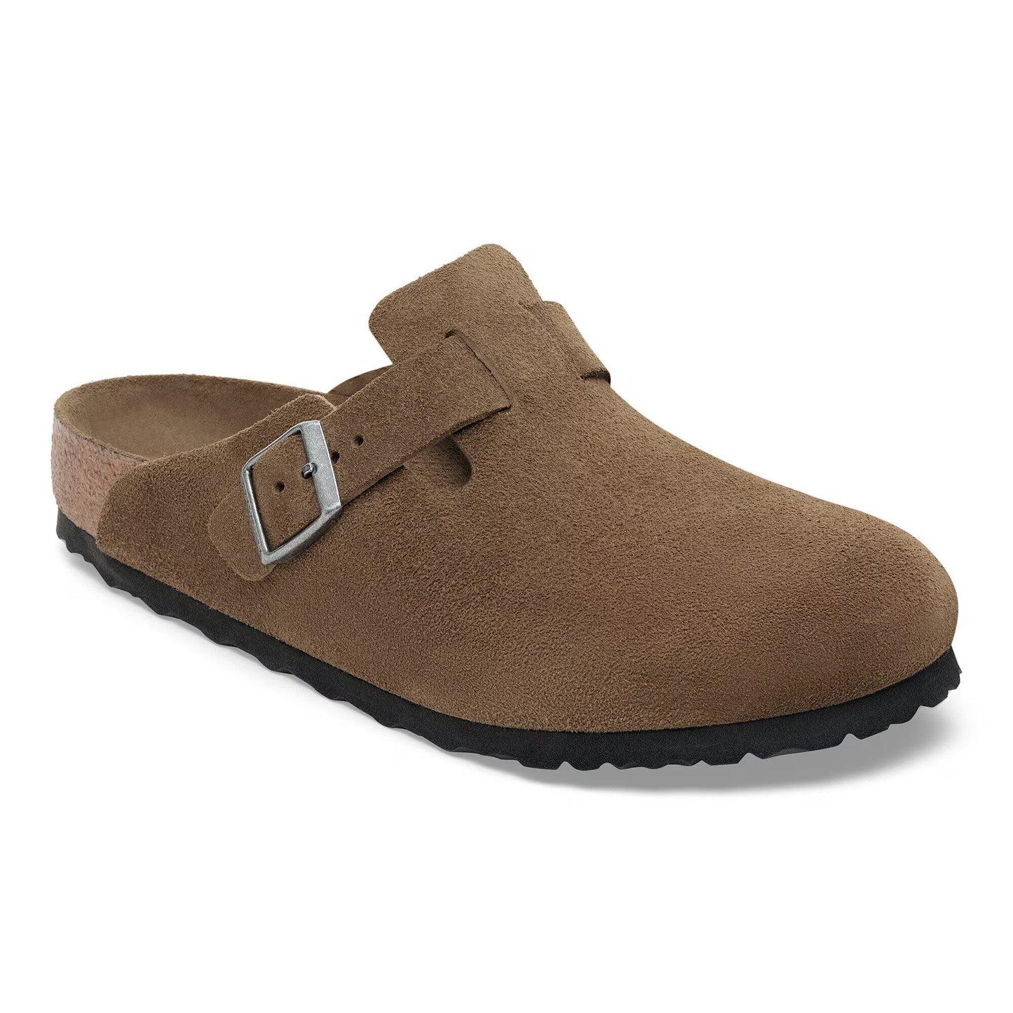 Birkenstock Women's Boston Soft Footbed Suede Leather Clogs Dark Tea Tonal