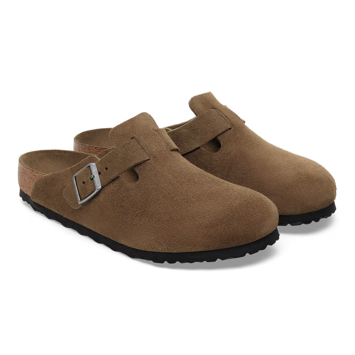 Birkenstock Women's Boston Soft Footbed Suede Leather Clogs Dark Tea Tonal