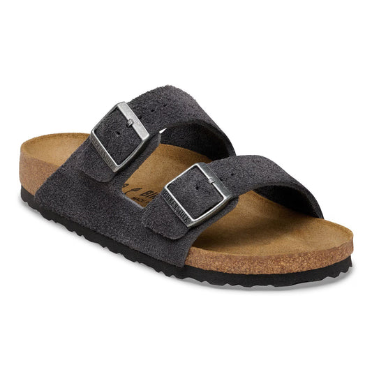 Birkenstock Unisex Arizona LEVE Suede Leather Sandals Charcoal Grey