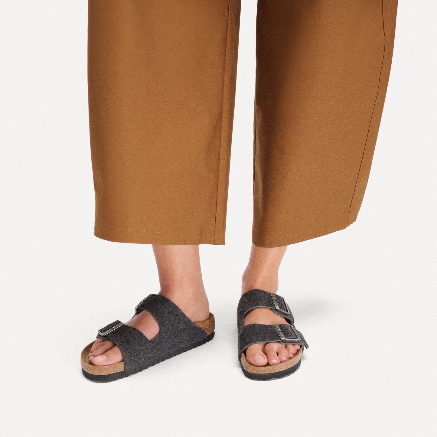Birkenstock Unisex Arizona LEVE Suede Leather Sandals Charcoal Grey