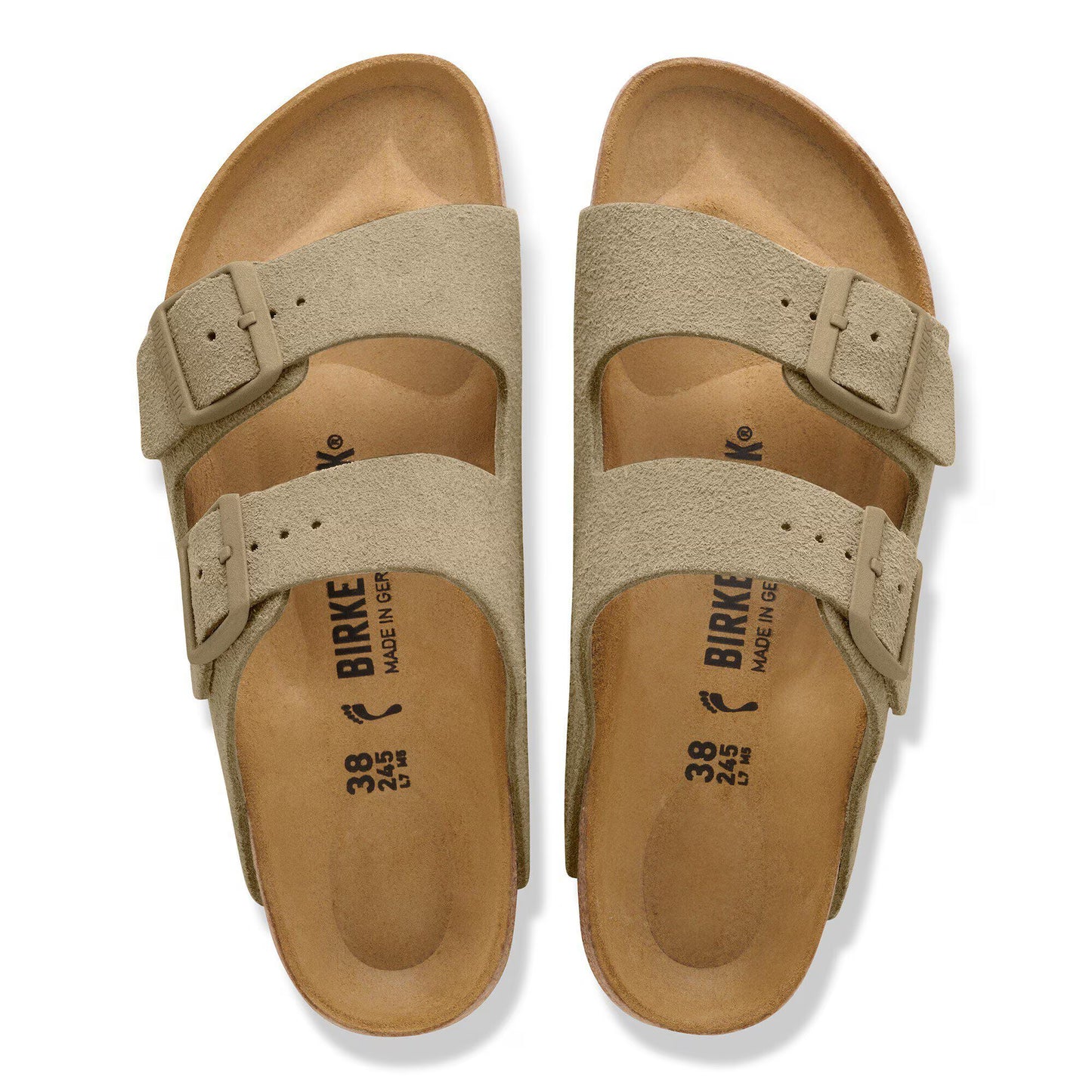 Birkenstock Women's Arizona LEVE Suede Leather Sandals Faded Khaki