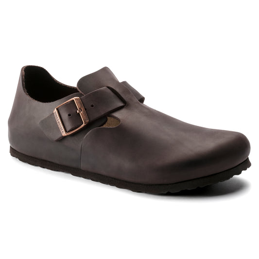 Birkenstock Unisex's London Oiled Leather Clog Shoes Habana Brown